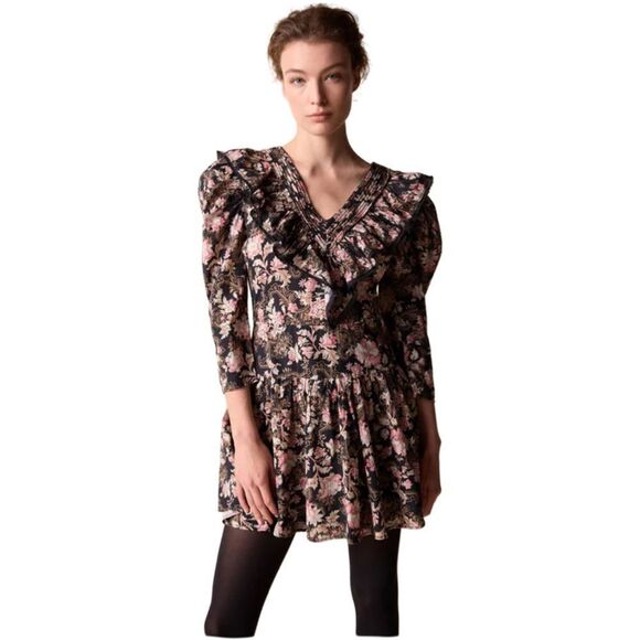 St. Roche The Hatfield Mini Dress Gathered Skirt, V-Neck, Ruffle. Size 2. NWT! - Picture 6 of 11